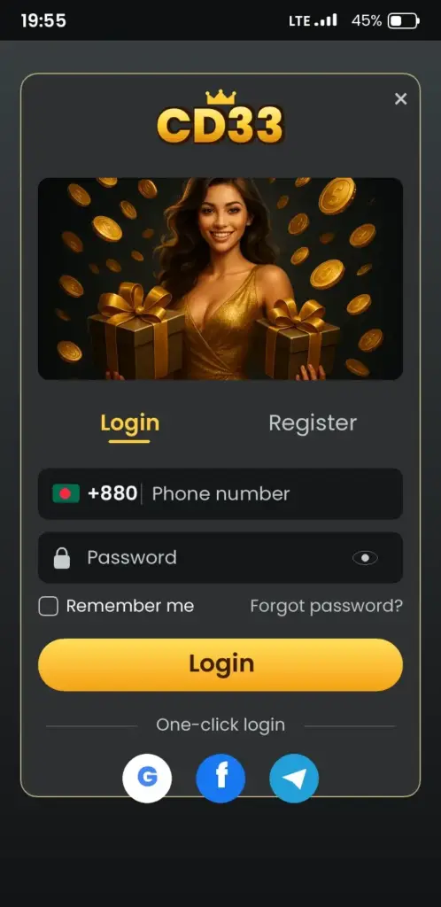 CD33 app overview on a smartphone for Bangladesh mobile users